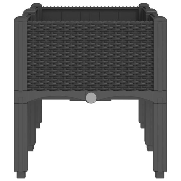 vidaXL Cvetlično korito z nogami črno 80x40x42 cm PP