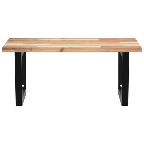 vidaXL Stenska polica za umivalnik jeklo in trden akacijev les