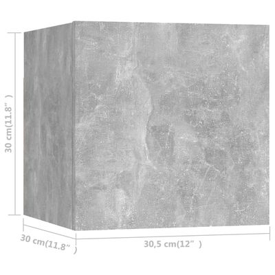 vidaXL Stenske TV omarice 2 kosa betonsko sive 30,5x30x30 cm