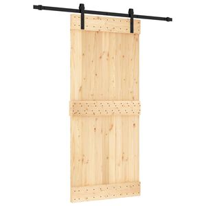 vidaXL Drsna vrata Naravna in črna 90 x 210 cm Masiven borov les