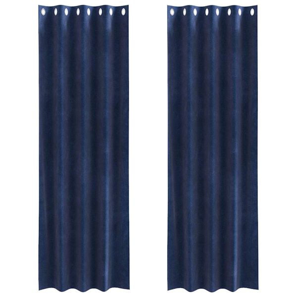 vidaXL Zatemnitvene zavese 2 pcs Temno modra 140 x 245 cm Žamet