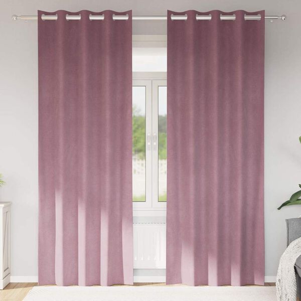 vidaXL Zatemnitvene zavese 2 pcs Temno roza 140 x 225 cm Žamet