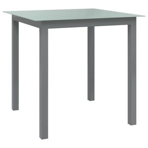 vidaXL Vrtna miza svetlo siva 80x80x74 cm aluminij in steklo