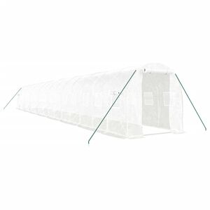 vidaXL Rastlinjak z jeklenim okvirjem bel 32 m&sup2; 16x2x2 m