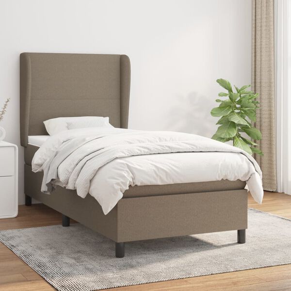 vidaXL Box spring postelja z vzmetnico taupe 90x190 cm blago