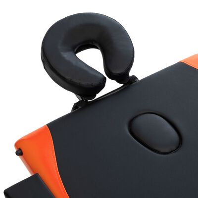 vidaXL Zložljiva masažna miza 3-conska les črna in oranžna