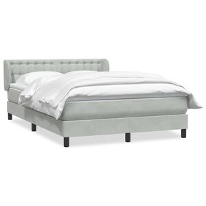 vidaXL Box spring postelja z vzmetnico svetlo siva 160x210 cm žamet
