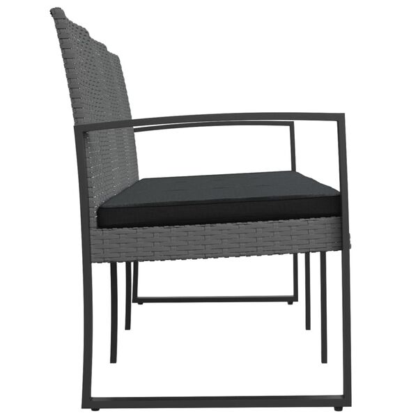 vidaXL Vrtna klop s tremi sedišči z blazinami temno siv PP ratan