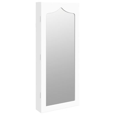 vidaXL Omarica za nakit z ogledalom stenska bela 37,5x10x90 cm