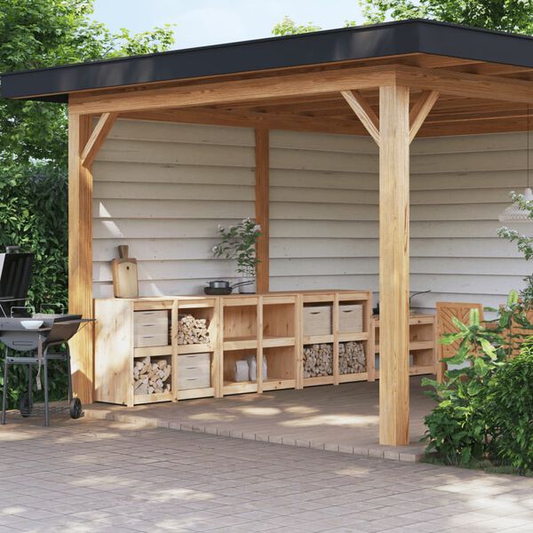 vidaXL Zunanja kuhinjska omarica 3 kosi trdna borovina