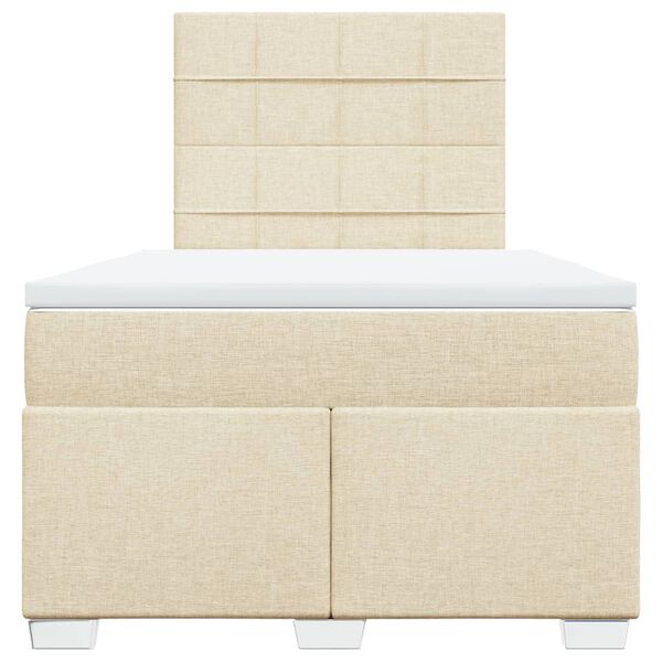 vidaXL Box spring postelja z vzmetnico krem 120x190 cm blago