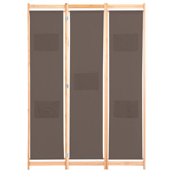 vidaXL Paravan 3-delni 120x170x4 cm rjavo blago
