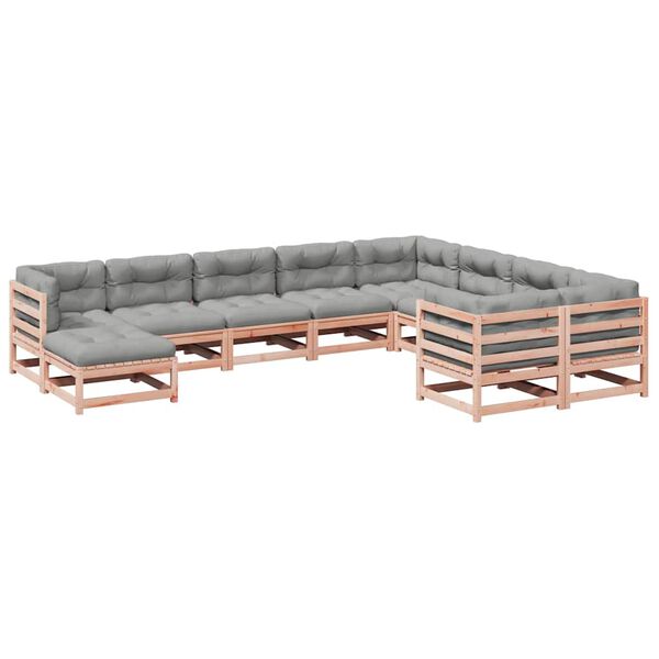 vidaXL Vrtna sedežna garnitura 10-delna z blazinami trden les douglas