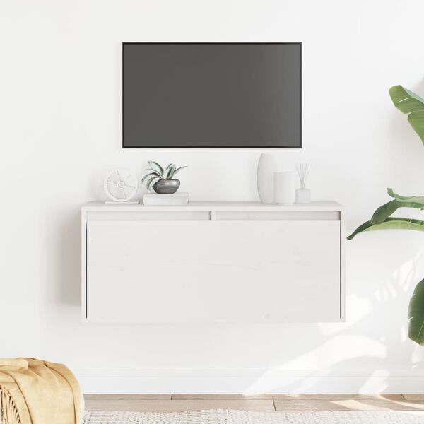 vidaXL Stenska omarica bela 80x30x35 cm trdna borovina