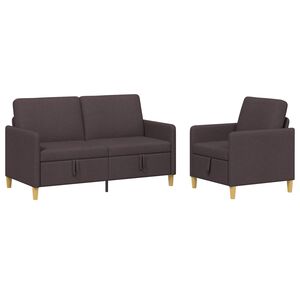 vidaXL Sofa set z shrambo 2 kos Temno rjava Poliester