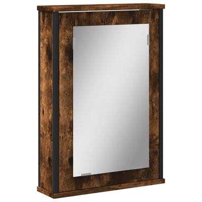 vidaXL Kopalniška omarica z ogledalom dimljeni hrast 42x12x60 cm