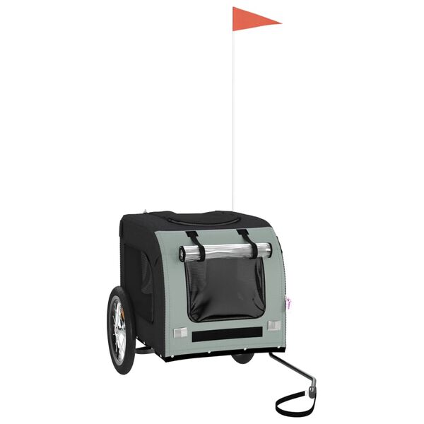 vidaXL Kolesarska prikolica za hišne ljubljenčke črna in siva