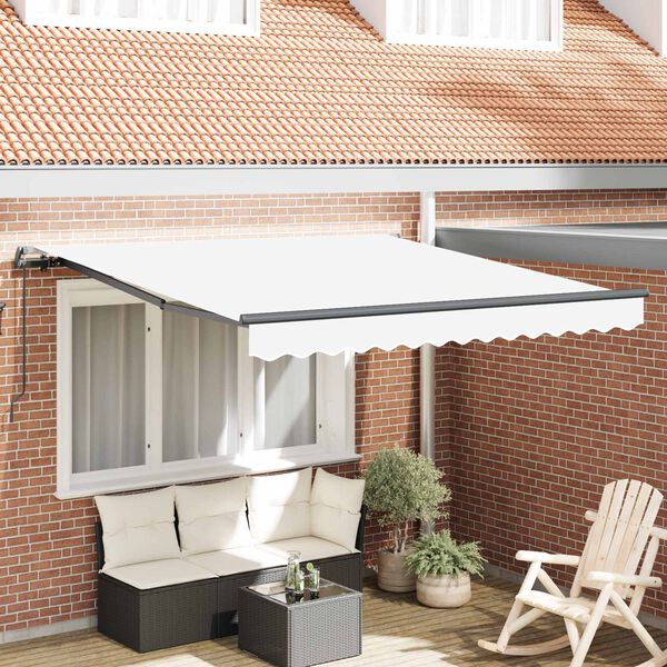 vidaXL Retraktilna tenda Bela 300 x 250 cm Poliester in jeklo