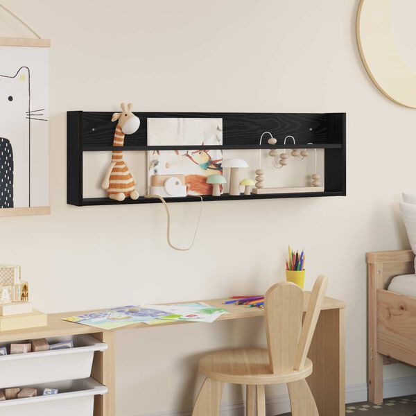 vidaXL Regal za revije Črna Orehovina 100 x 12 x 30 cm Konstruiran les