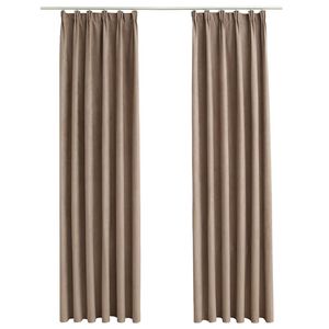 vidaXL Zatemnitvene zavese z obe&scaron;ali 2 kosa taupe 140x175 cm