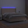vidaXL Box spring postelja vzmetnico LED kapučino 180x200 cm um. usnje