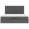 vidaXL Otomanska postelja z vzmetnico&LEDs temno siva 180x200cm blago