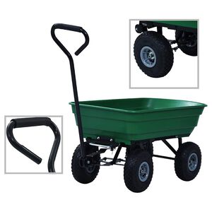 vidaXL Vrtni ročni voziček 300 kg 75 L zelen