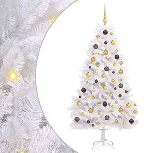 vidaXL Umetno Zložljivo Božično Drevo Bela 90 x 90 x 180 cm LED