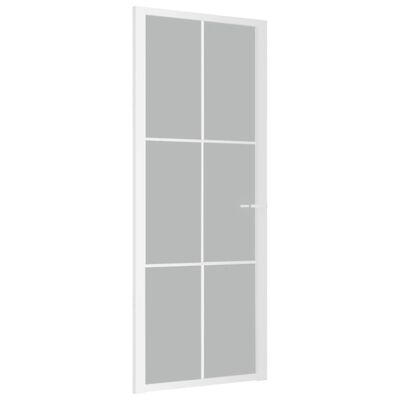 vidaXL Notranja vrata 83x201,5 cm Bela mat steklo in aluminij