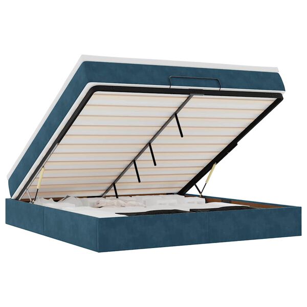 vidaXL Otomanski posteljni okvir z vzmetnico moder 180x200cm žamet