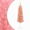 vidaXL Umetna ozka božična jelka z bunkico 120 cm 150 LED Toplo bela