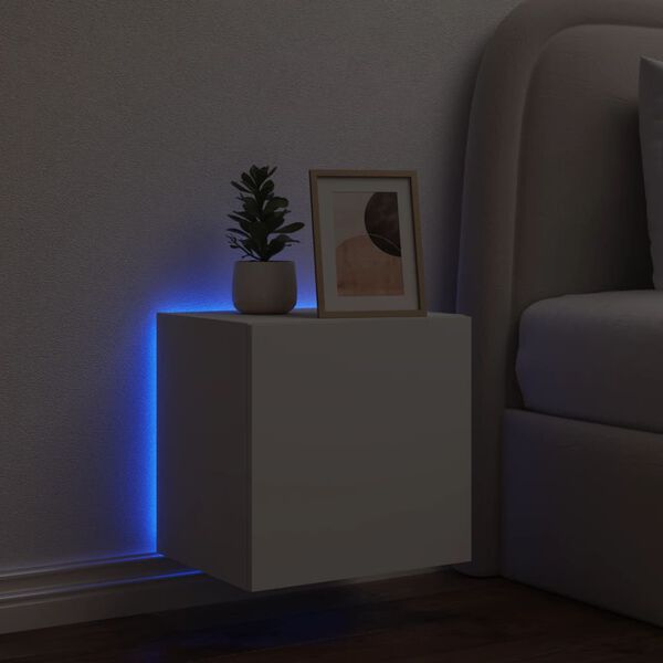vidaXL Stenska TV omarica z LED lučkami bela 40,5x35x40 cm