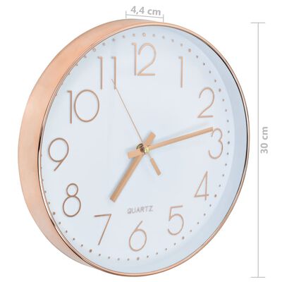 vidaXL Stenska ura 30 cm rožnato zlata