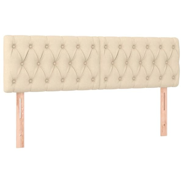 vidaXL Posteljno vzglavje krem 144x7x78/88 cm blago