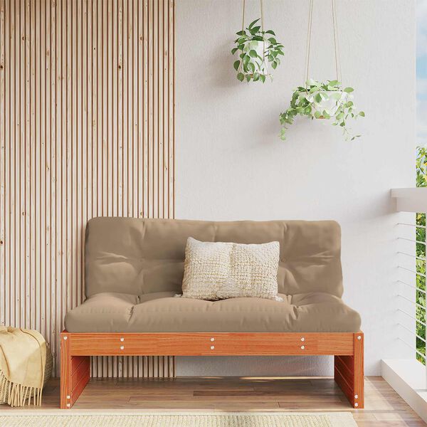 vidaXL Vrtna srednja sofa Masivno borovo les Voskan Rjava