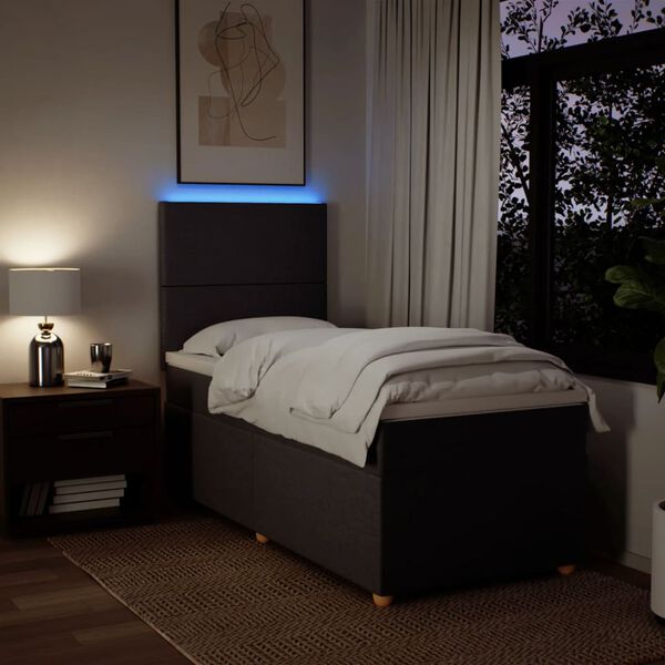 vidaXL Box spring postelja z vzmetnico temno rjav 90x190 cm blago