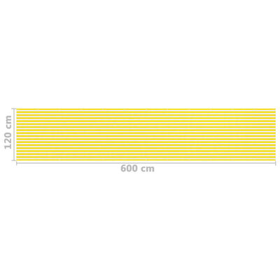 vidaXL Balkonsko platno rumeno in belo 120x600 cm HDPE