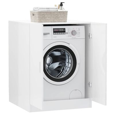 vidaXL Omara za pralni stroj visok sijaj bela 71x71,5x91,5 cm