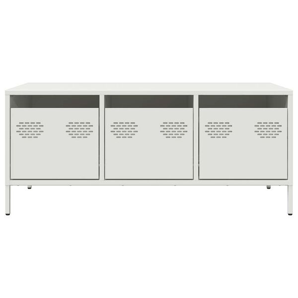 vidaXL Klubska mizica bela 101,5x50x43,5 cm valjano jeklo