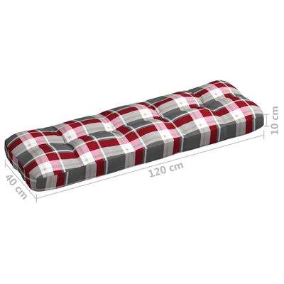 vidaXL Blazina za kavč iz palet rdeč karo vzorec 120x40x10 cm