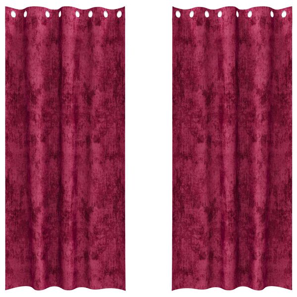vidaXL Velvete zavese z zavesami 2 pcs vinsko rdeča 225 x 140 cm Žamet