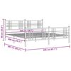 vidaXL Kovinski posteljni okvir z vzglavjem in vznožjem bel 200x200 cm