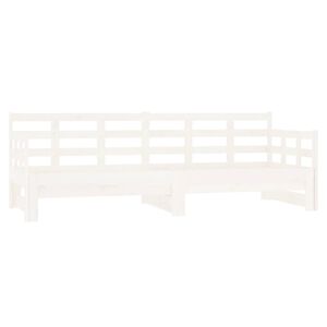 vidaXL Izvlečna dnevna postelja bela trdna borovina 2x(80x200) cm