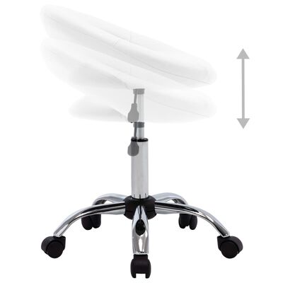 vidaXL Vrtljiv delovni stol belo umetno usnje