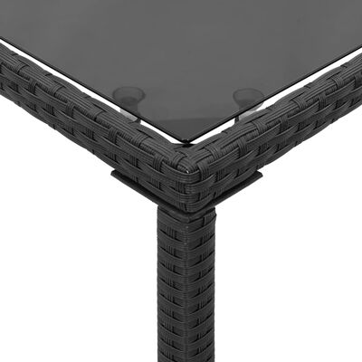 vidaXL Vrtna miza s stekleno ploščo črna 115x54x74 cm poli ratan