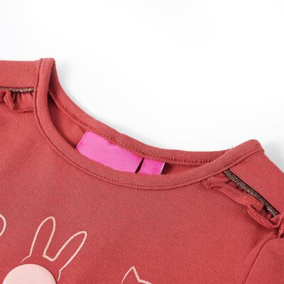 Otroška majica z dolgimi rokavi žgano roza 92