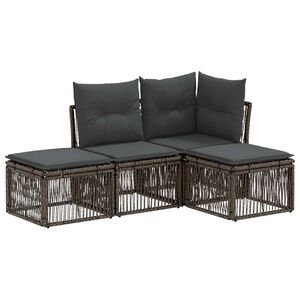 vidaXL Vrtna sedežna garnitura 4 pcs Siva poli ratan