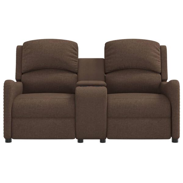 vidaXL Masažni dvosed z držali za skodelico rjavo blago