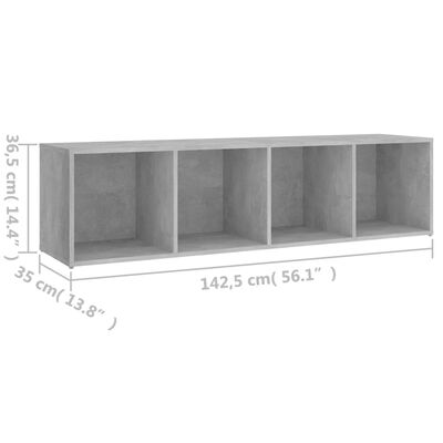 vidaXL TV omarica betonsko siva 142,5x35x36,5 cm iverna plošča