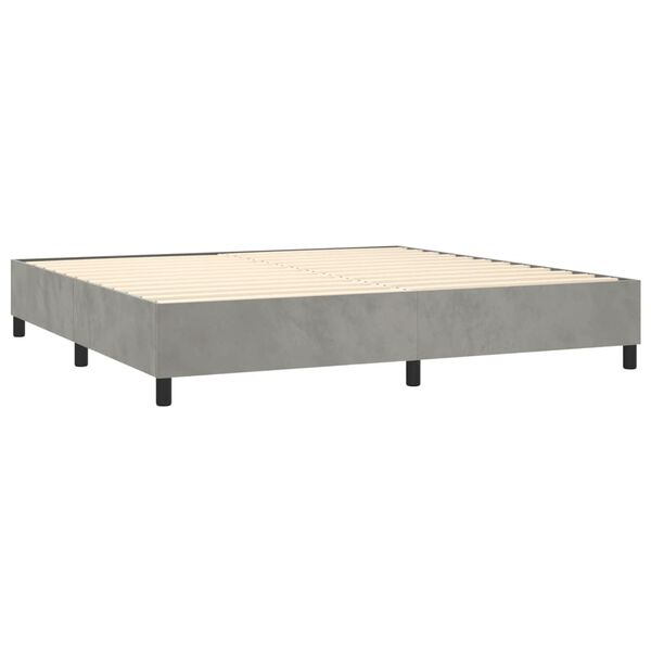 vidaXL Box spring postelja z vzmetnico svetlo siva 200x200 cm žamet